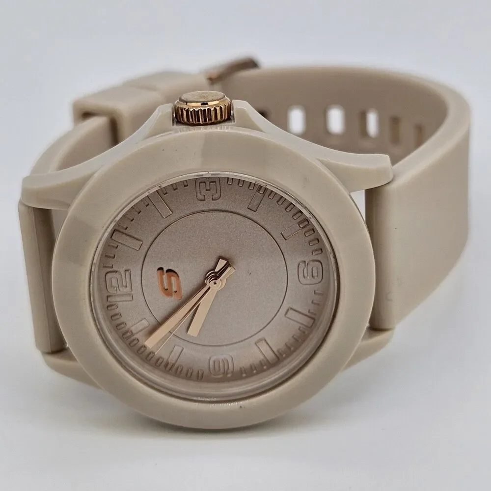 Sketchers Women's‎ Watch 40MM Beige Dial Beige Plastic Bands New Battery